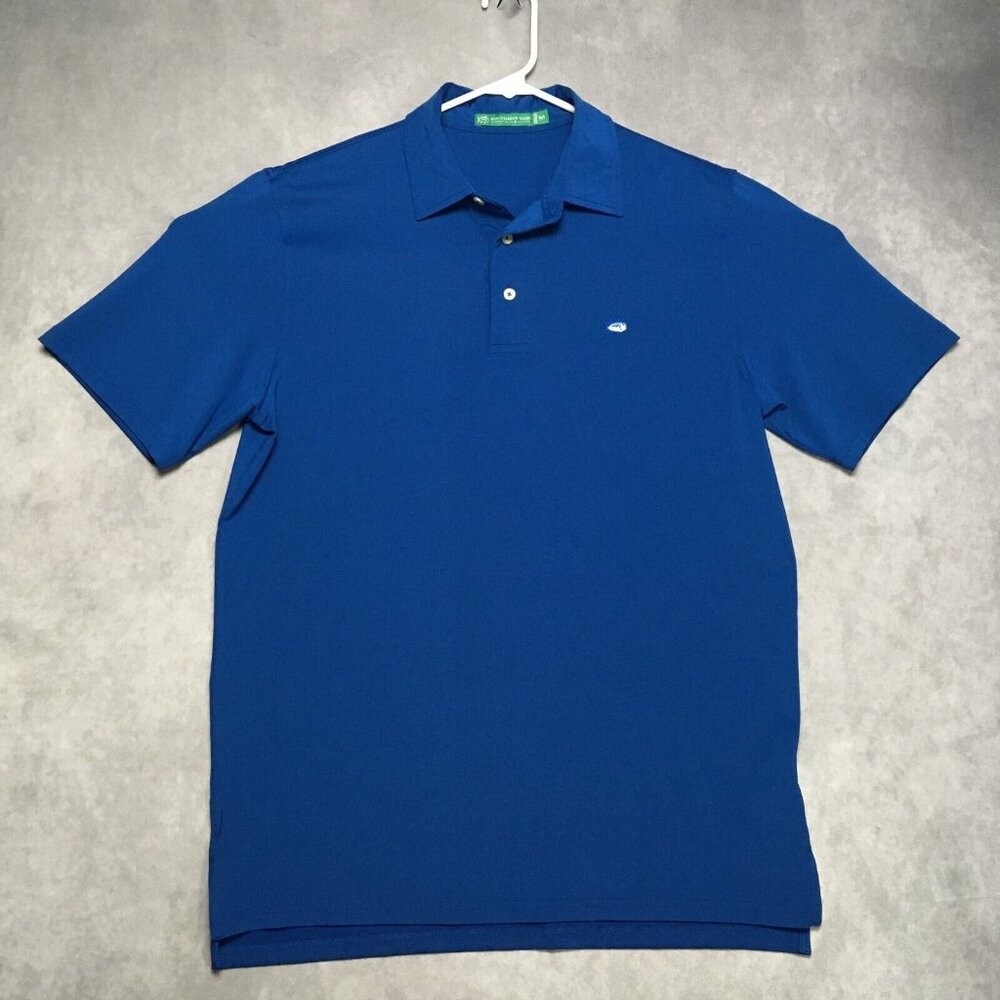 Southern Tide Men Golf Polo Shirt size Medium Blue Short Sleeve Collared Stretch